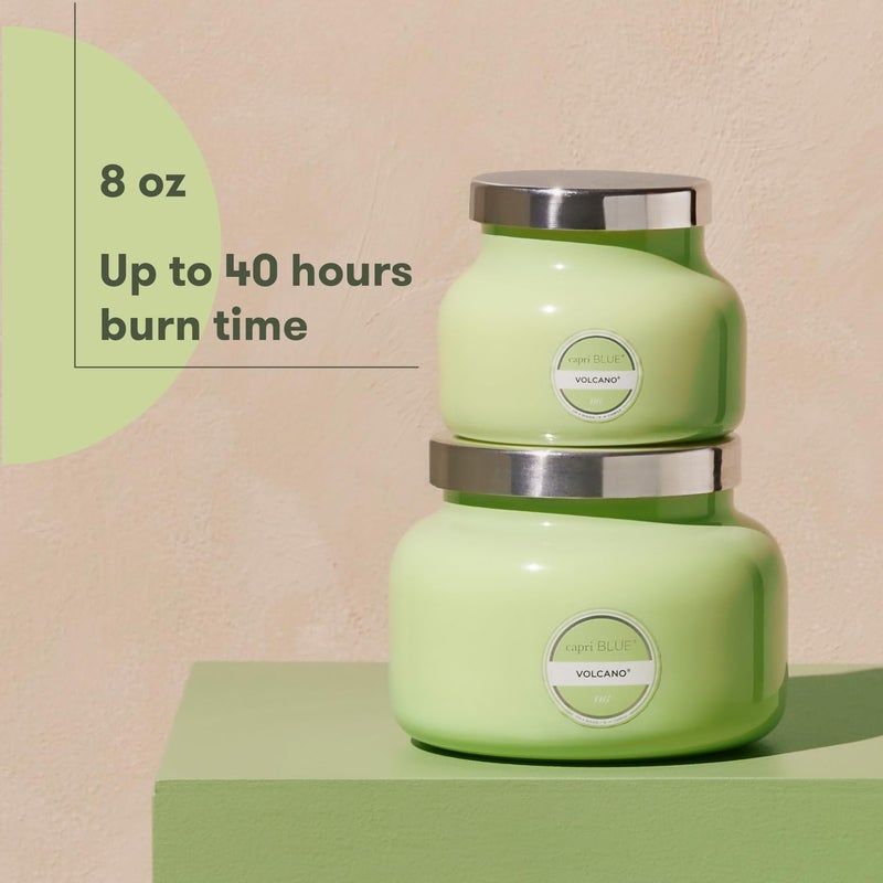 كابري بلو شموع معطرة ببركان كابري الأزرق - شموع فاخرة للمنزل معطرة بالفواكه الاستوائية والحمضيات السكرية - مزيج شمع الصويا طويل الأمد - جرة زجاجية صغيرة (ماتشا أخضر مثلج، 8 أونصة) - Image 4